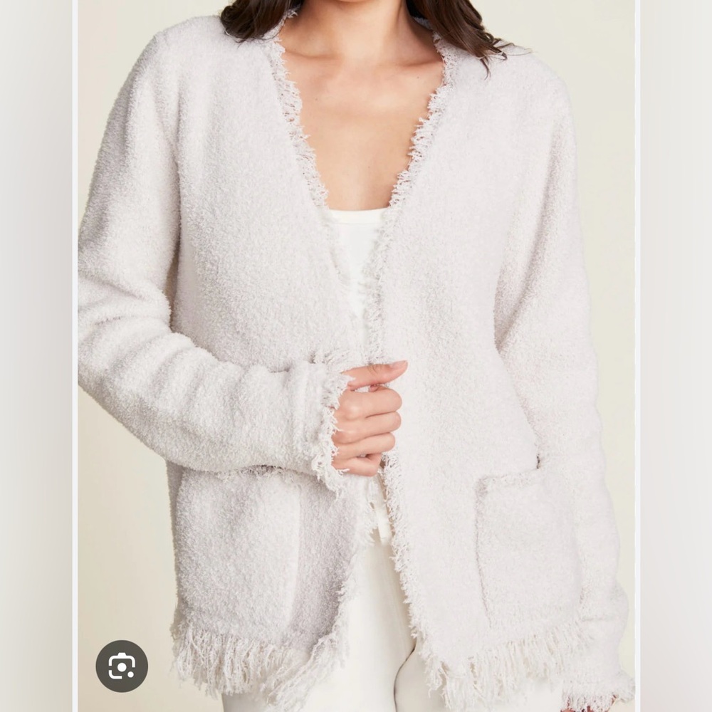 NWT Barefoot Dreams fringe jacket, color- oyster